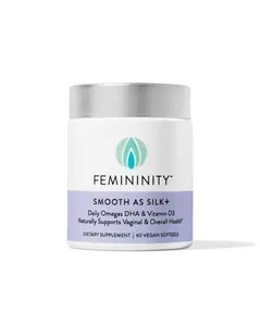 Femininity Smooth as Silk+ Soft Gel Supplement Naturally Restores & Increases Feminine Moisture & Health + Daily Omegas DHA & Vitamin D3
