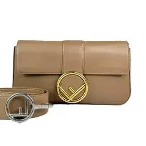 Pre-owned FENDI Leather Shoulder Bags Gold Citcle Logo Baguette Shoulder Bag