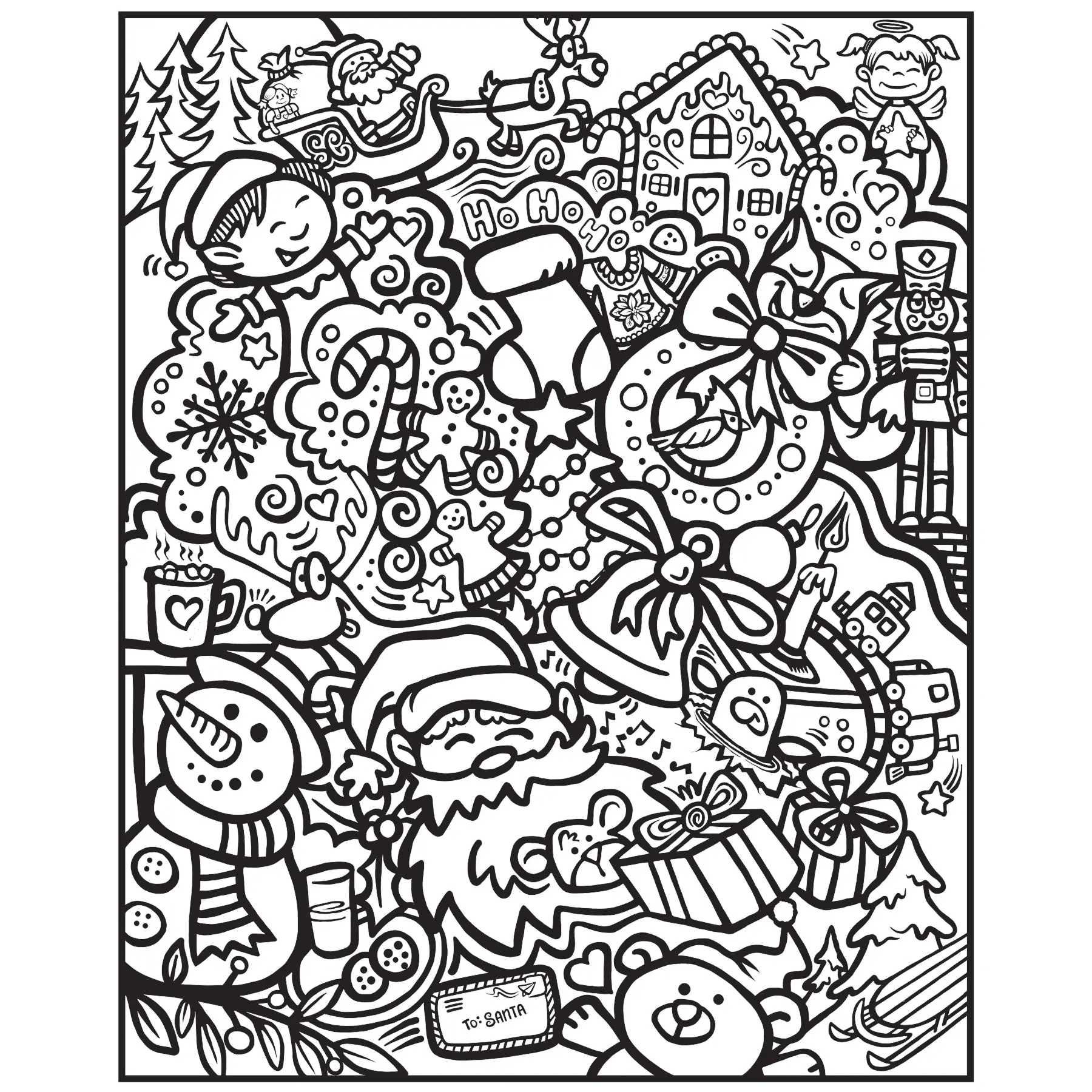 Unisex 24" x 30" Jolly Christmas Coloring Poster, Kids' Arts & Crafts Supplies