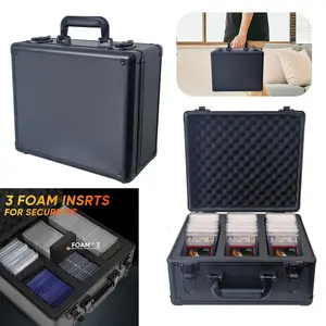 1pc 3-Row Capacity For PSA BGS CGC SGC Graded Cards Sports, Games, Trading Card Slabs Storage Box with 3-Foam Dividers, Graded Card Slab Carrying Case, Trading Cards Collector Holder For PTCG, MTG Baseball Basketball Football Cards, Card Hobby Box