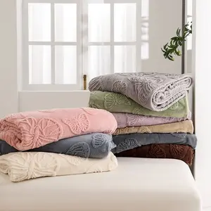 Pure Color Jacquard Blanket, Multifunctional Butterfly Design, Suitable for Bed Sofa Single Chair, Soft Lightweight Comfortable