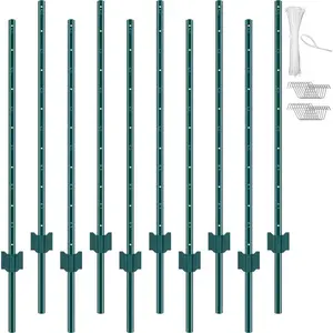 VEVOR 6 Feet Fence Post, 6 Pack U - Channel Heavy Duty Metal Fence Posts, Sturdy Steel Fence Stakes for Garden Yard, Lawn, Farms and Outdoor Wire Fencing, GreenVEVOR Super Brand Day