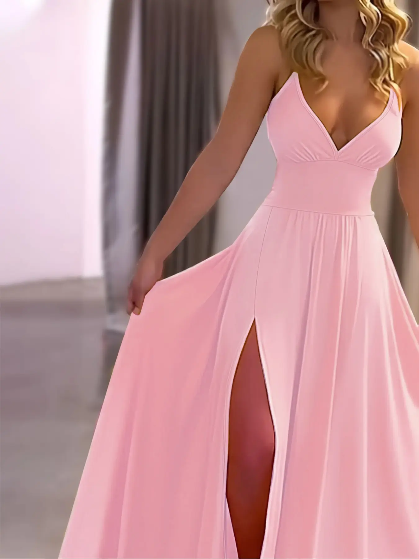 Women's Plain Fitted Criss Cross Backless Split Thigh Spaghetti Strap Cami Dress, Elegant Style Tie Back Ruched Sleeveless Long Dress for Party Holiday Wedding Guest, Ladies Summer Clothes Womenswear - TikTok Shop Women's Plain Fitted Criss Cross Backless Split Thigh Spaghetti Strap Cami Dress, Elegant Style Tie Back Ruched Sleeveless Long Dress for Party Holiday Wedding Guest, Ladies Summer Clothes Womenswear - TikTok Shop