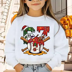 Christmas Baseball youth and Adult Sweatshirt or T-shirt, Santa Hat Sublimation, 67 baseball youth shirt, sixseven shirt,Funny shirt, Trending tee, youth clothing, gift for son and daughter, Family shirt, holiday outfit, Meme tee