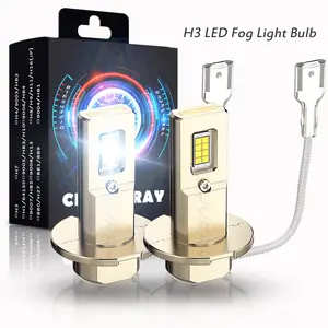 CHUSYYRAY H3 LED Bulbs Fog Light Bulbs 360 degree beam angle  Cold White 10000LM 6500K for Car Fog Lamp DRL Pack of 2