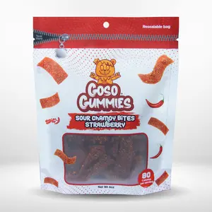 Goso Gummies Sour Chamoy Strawberry Bites - 4oz Bag - Tangy Sweet Snack