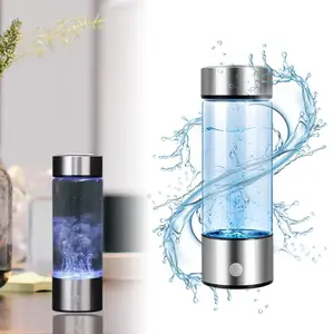 Hydrogen Water Bottle, 2024 Upgraded Hydrogen Water Generator Portable Rechargeable Hydrogen Water Ionizer, Rich Hydrogen Water Glass Health Cup, Suitable for Home Office Travel, 420ml (Silver)