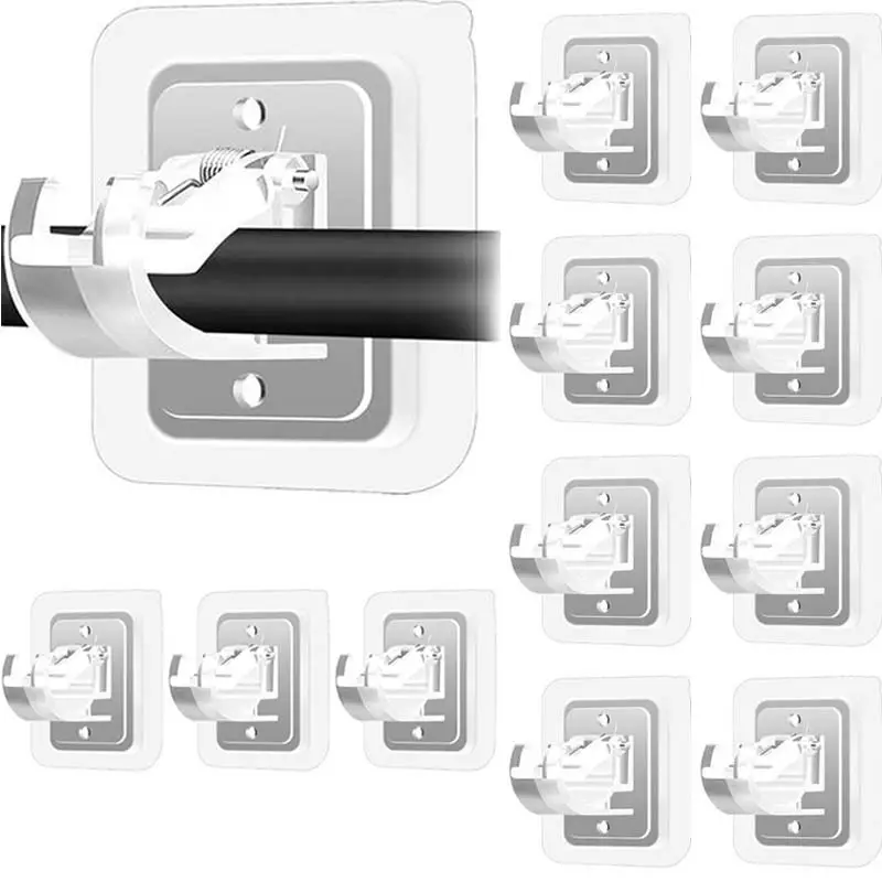 【12PCS】Free Adjustable Curtain Rod Hooks8 Counts Set No Drilling Self Adhesive Curtain Rod No Drill Curtain Rod Brackets Holder Hooks Nail Curtain Han