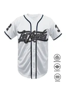 Los Angeles Embroidered Classic Baseball Jersey | Unisex Streetwear Hip Hop Button Down Top for Men Women