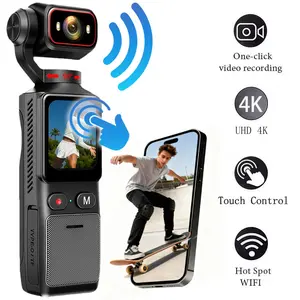 4K Ultra HD Body Camera with 180° Rotating Lens Handheld Stabilizer Pocket Camera, Action Camera, Vlogging Camera,Touch Control, Wifi Sports Camera, for Outdoor Sport, Bike, Travel, Police Law Enforcement, Personal Civilians