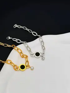 Roman numeral rhinestone bracelet, stylish silver and gold titanium steel women's bracelet, elegant and versatile bracelet jewelry, temperament jewelry suitable for women