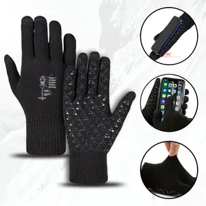 Black Skull Skeleton Print Winter Gloves for Outdoor Activities Warm Knit Gloves for Adults Perfect Halloween and Christmas Holiday Gifts for Men and Women Durable Cold Weather Protection Accessories