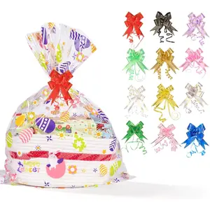 12 count Easter Cellophane Basket Wrap Bags,Large Clear Cellophane Wrap for Gifts & Basket Wrapping, Bunny & Egg Designs