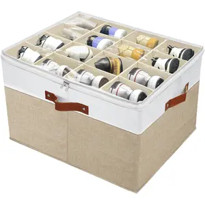 Shoe Storage Organizer for Closet,Stackable Shoe Storage Box for Entryway,Cube Storage Cabinet,Organizador De Zapato,Folding House Container with Clear Cover,Portable Holder Shoe Rack(Brown)