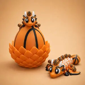 Basketball Dragon Egg Figurine – Sports Fantasy Desk Decor with Dual Dragons Inside, Collectible Display for Fans, Room & Office Decor