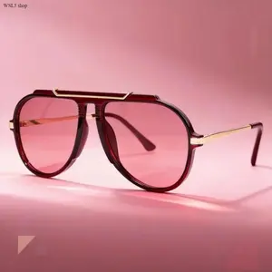 Unisex Oversized Square Sunglasses – UV400 Protection, Blue Light Blocking Lenses, Lightweight Bold Semi-Rimless Frame, Trendy Street Style Shades for Driving, Photography & Daily Wear