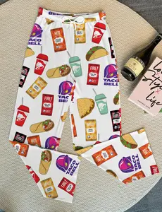 Taco Taco Pajamas Pants - Fast Food Inspired Homewear - Women Fast Food Holiday Pajamas for Women