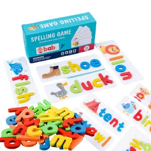 Word Spelling Game Educational Fun Building Blocks for Recognizing 26 English Letters Preschool Alphabet Tool Learning Toy for Kids