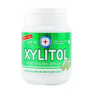 LOTTE Xylitol Sugar-Free Gum, Lime Mint Flavor, 58g - Fresh Breath & Invigorating
