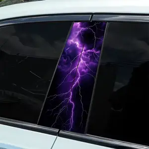 2-Piece Purple Electric Frenzy Sci-Fi Pattern Sticker Designed for Car B-pillar Windows - Scratch-resistant, waterproof, easy to stick and remove, suitable for cars, trucks, SUVs and other vehicles, trucks, SUVs and plastic/metal Side Decals