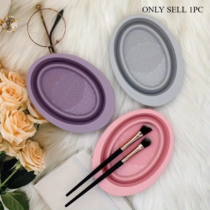 1pc Portable Silicone Makeup Brush Cleaning Mat - Cosmetic Brush Cleaner - Easy To Clean and Convenient To Use - Practical Beauty Cleaning Tools