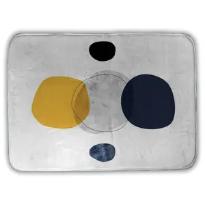 360 stand Absorbent Microfiber Cloth Rectangle Bathroom Floor Mat, 17x24 in., Modern Blue Sphere Design Soft Bathroom Decor Item, Non-Skid Bath Mats