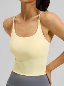 Women's camisole sports vest, Pilates Yoga Wear, color block cross on the back, self-contained fixed chest pad, high-elastic soft and breathable fabric, suitable for yoga and Pilates, fashionable when going out, available in multiple colors