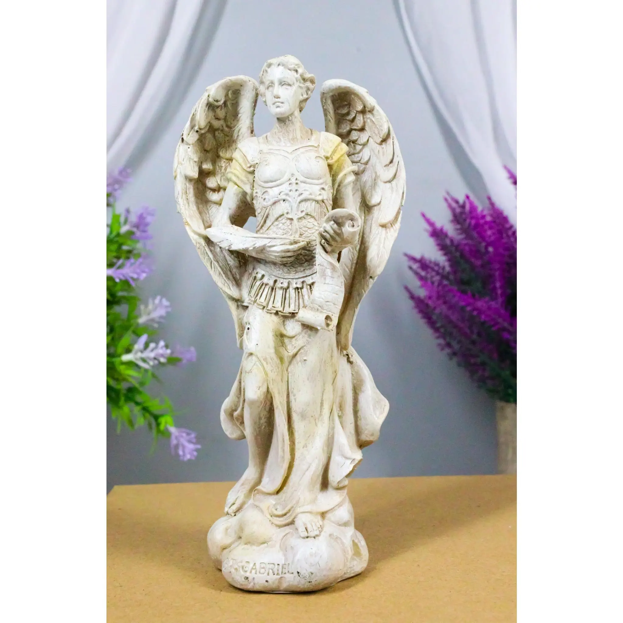 Ebros Holy Archangel Saint Gabriel Resin Statue - 5"Tall Figurine, God's Power Symbol, Baptism Patron, Religious Decor, Ideal Home Gift