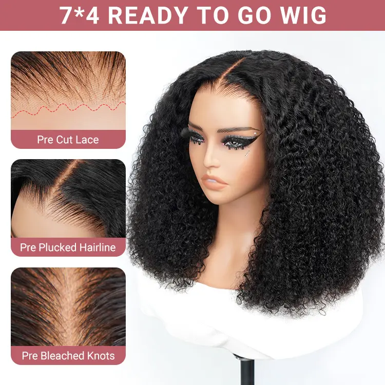[Spring Essential] Wiggins Hair Short Curly Wigs 7x4 Pre Cut Ready To Go Glueless Wigs Ready To Wear Human Hair Beginners Friendly 13x4 Lace Frontal Wigs #SpringStatements #WeeklyDeals 2