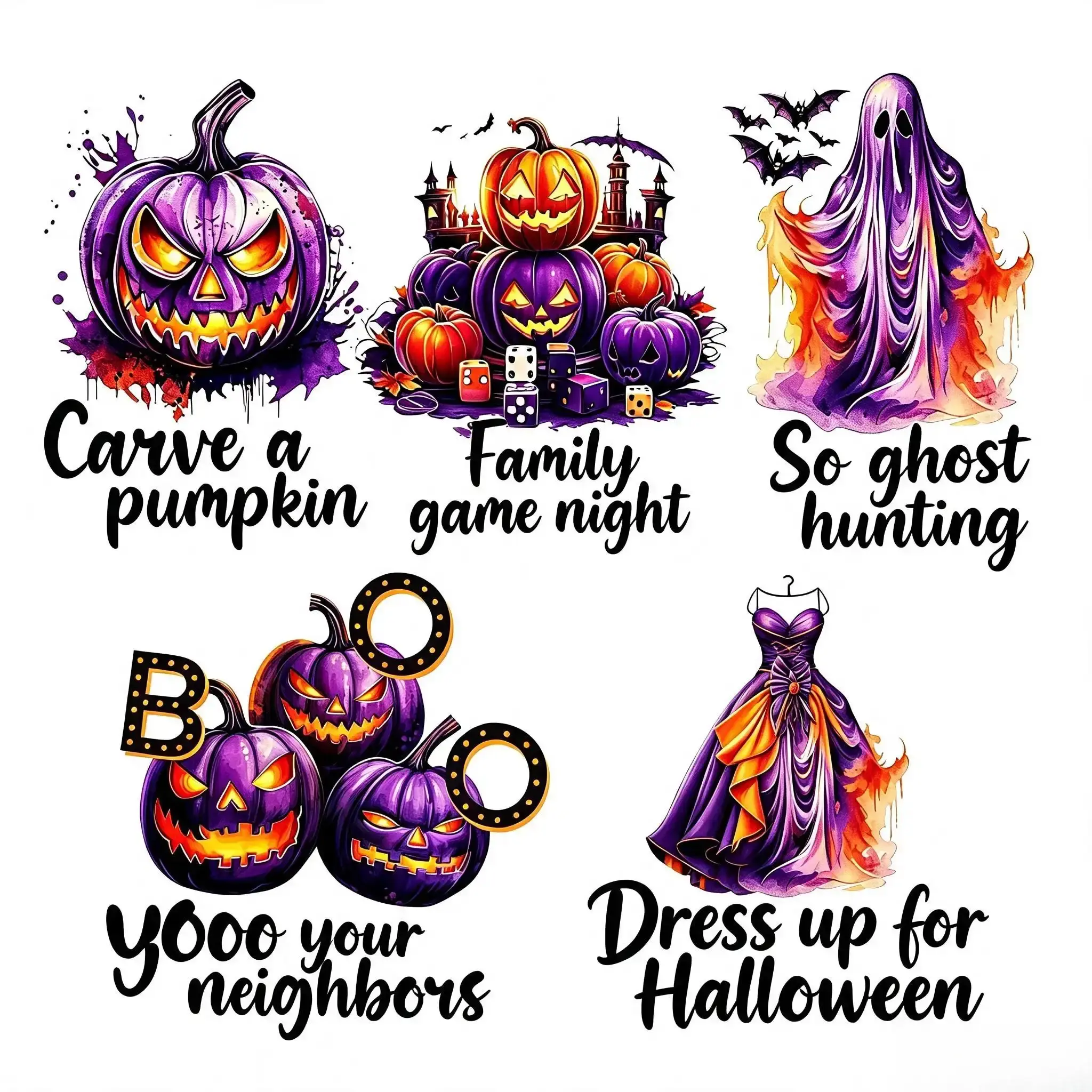 Neon Halloween DTF Gangsheet, Printmaking & Embossing Accessory for DIY Shirtmaking Projects