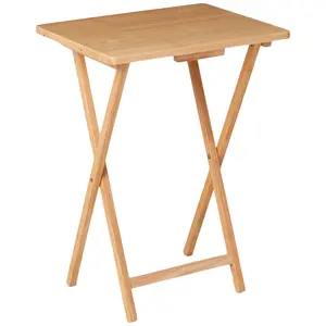 Indoor TV Tray Table - Foldable & Space-Saving - 19"x15"x26" - Natural Wood Design - Compact Storage Solution for Living Room