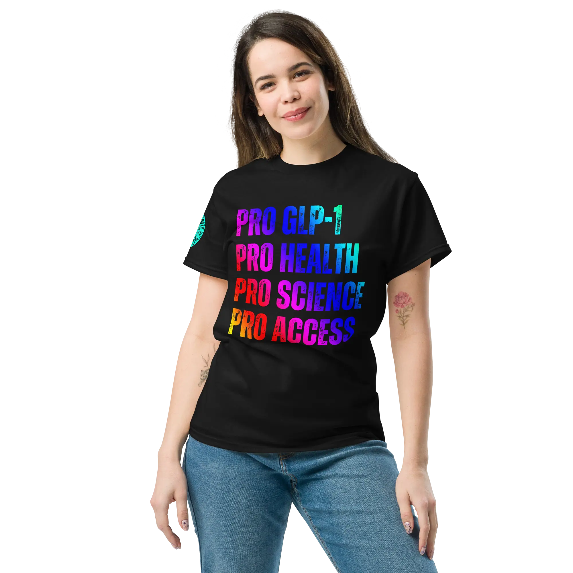 GLP-1 Studio Pro Health Science Access Tee Cotton Fabric Unisex Fit Gym Top Gradient Grey Ash Grey Heather Colors