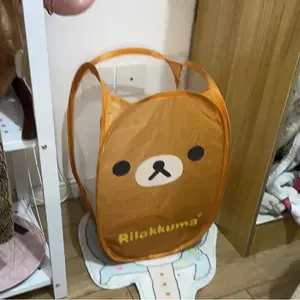 Japanese Rilakkuma mesh folding large capacity laundry basket cartoon portable storage frame dormitory household laundry basket