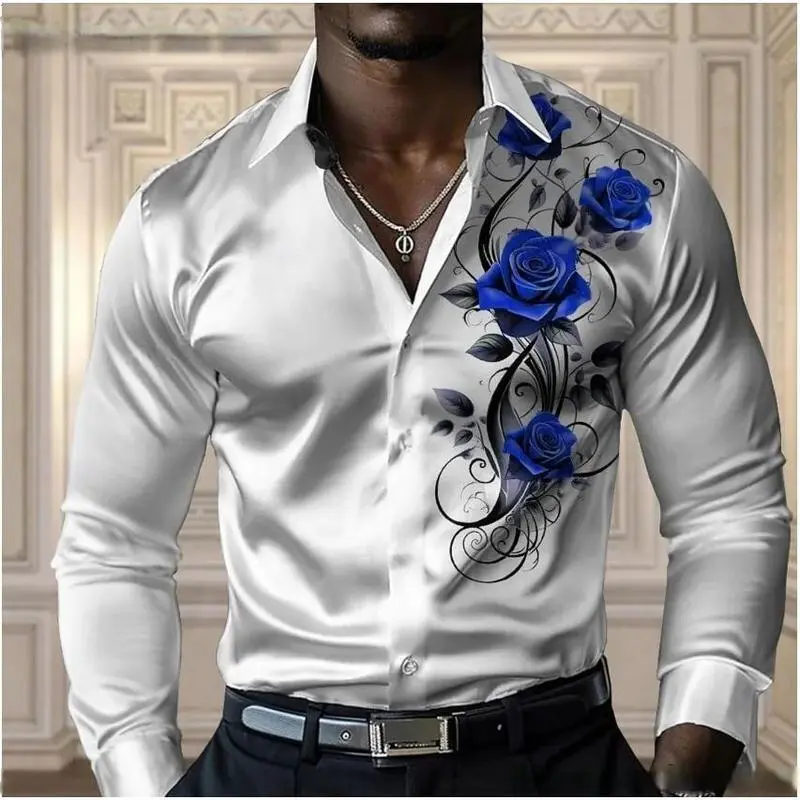 High-endmen'sroseshirt,casualandcomfortablebutton-downlong-sleevedshirt,fashionablefour-seasonshirt,plus-sizedesig Menswear Top High-endmen'sroseshirt,casualandcomfortablebutton-downlong-sleevedshirt,fashionablefour-seasonshirt,plus-sizedesig Menswear Top