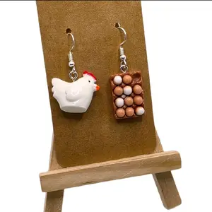 Chicken and Egg Earrings High-Quality Resin Design with Fun Chicken and Egg Pendants Hook Earrings Durable and Unique Accessory Multiple Designs