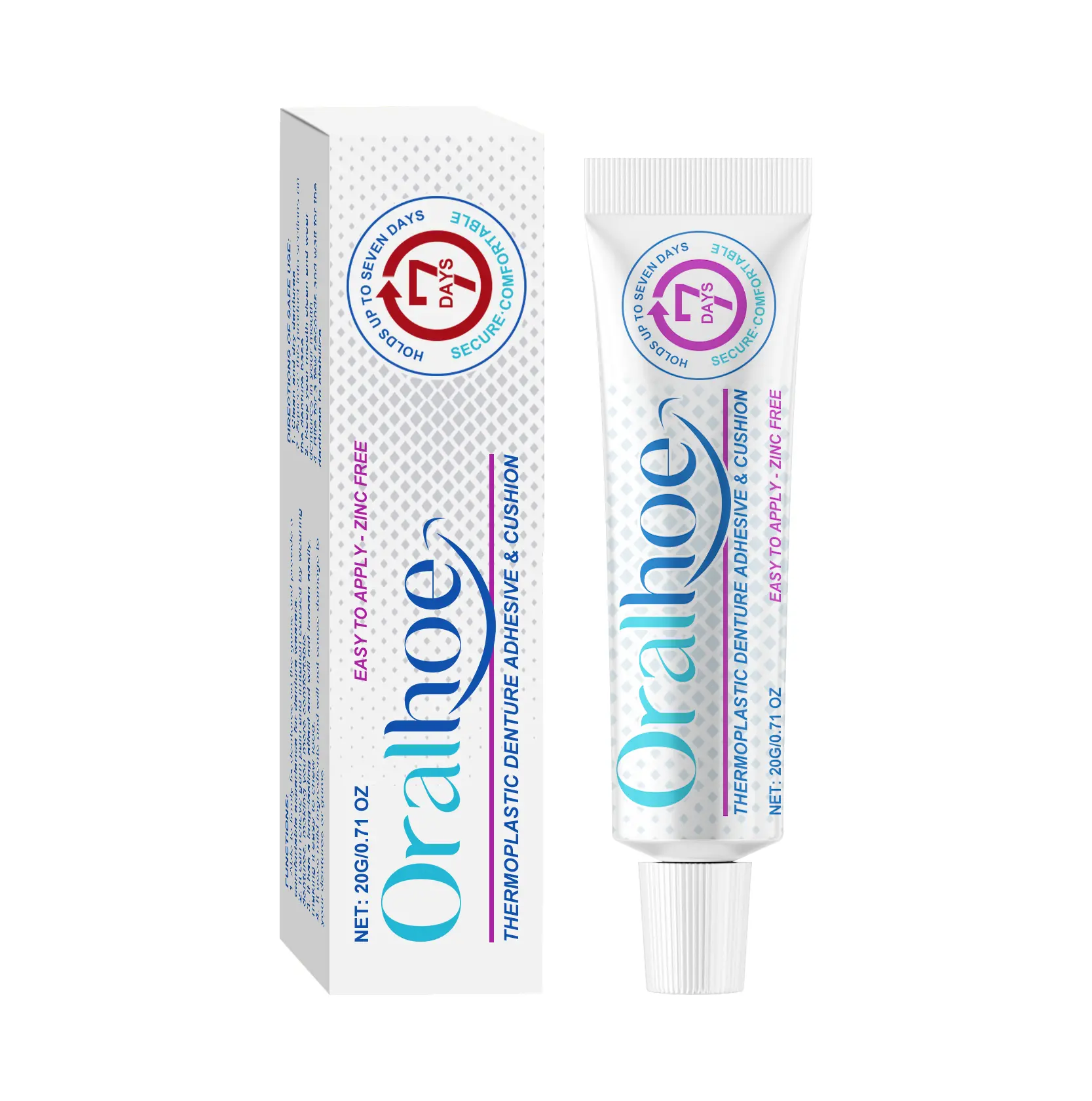 Oralhoe Thermally Moldable Denture Holding Adhesive, Custom Fit Fixative for Stable & Comfortable Daily Denture Wearing