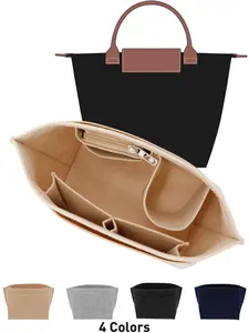 Women's Felt Knit Layered Handbag, Travel Cosmetic Storage, Multi-Pocket Casual Design, Durable Metal Zipper, All Seasons