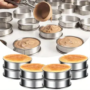 8 Pack Nonstick Round Cake Ring, English Muffin Rings, 3.94 Inch Stainless Steel Double Rolled Crumpet Tart Rings for Baking, Metal Pastry Ring Mold for Cooking and Frying Eggs Silver
