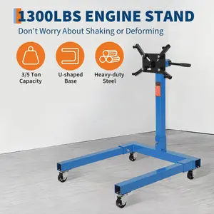 Heavy Duty Collapsible Engine Stand  – 360° Rotating Head – 4 Adjustable Arms – 4/6 Caster Wheels – For Engine Maintenance, Vehicle Repair & Industrial Applications
