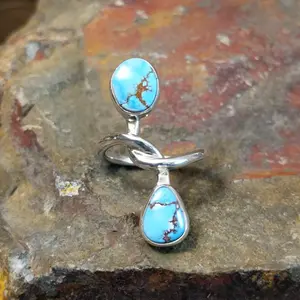 Navajo Made Golden Hills Entwined Turquoise Ring GJ-RNG-0126 Size 6