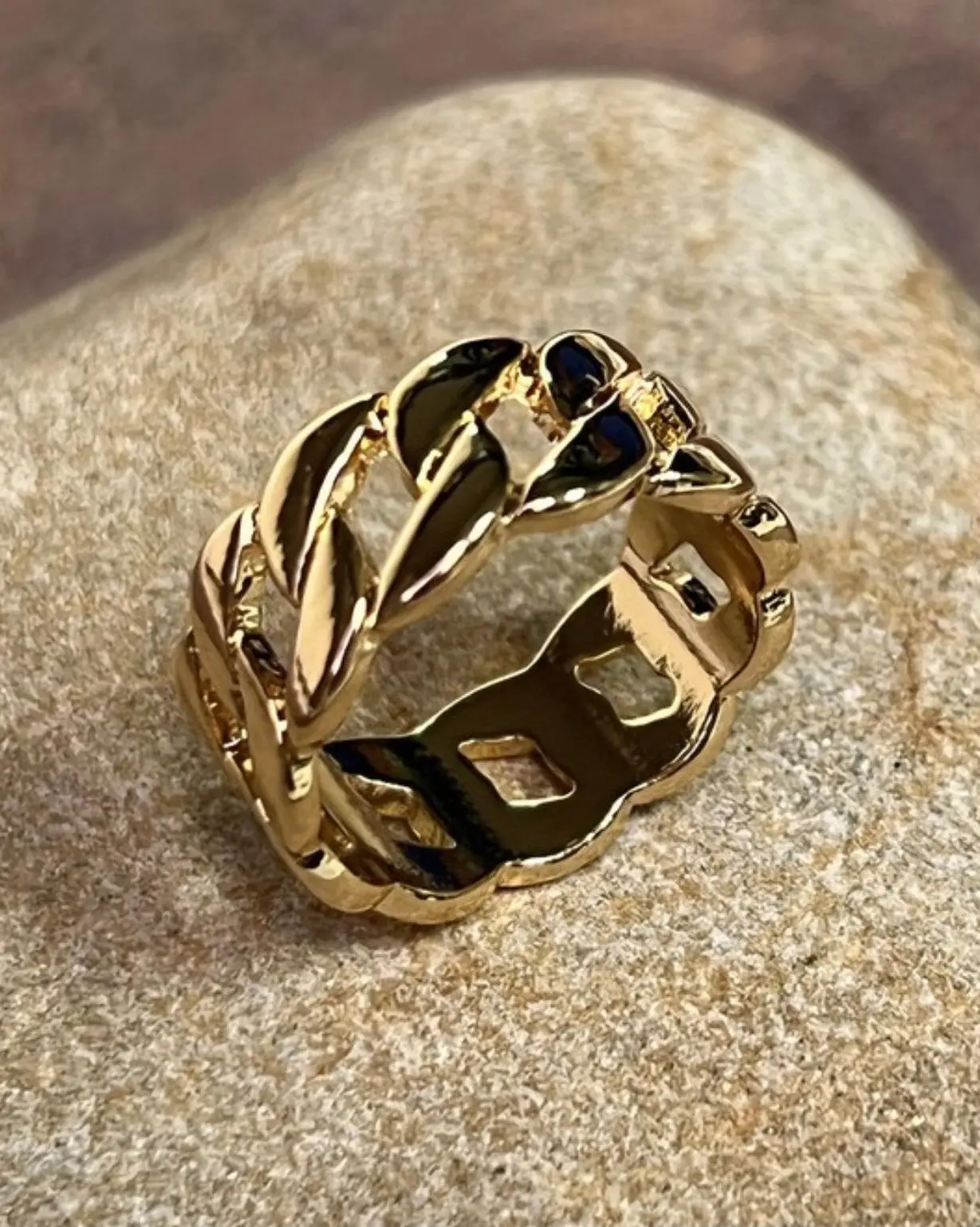 Gold Cuban Chain Link Ring