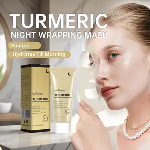 SAUVASINE Turmeric Overnight Mask | Vitamin C, Hyaluronic Acid & Collagen for Bright, Hydrated Skin Morning Glow, Anti-Aging Wrapping Treatment