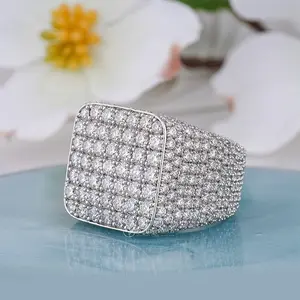 Mens Signet Hip hop Iced Out Statement Ring