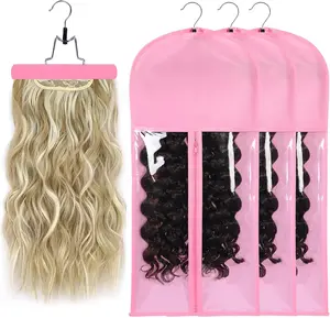 Wig Bags Storage with Hanger - Hair Extension Holder for Styling - 3 count/
