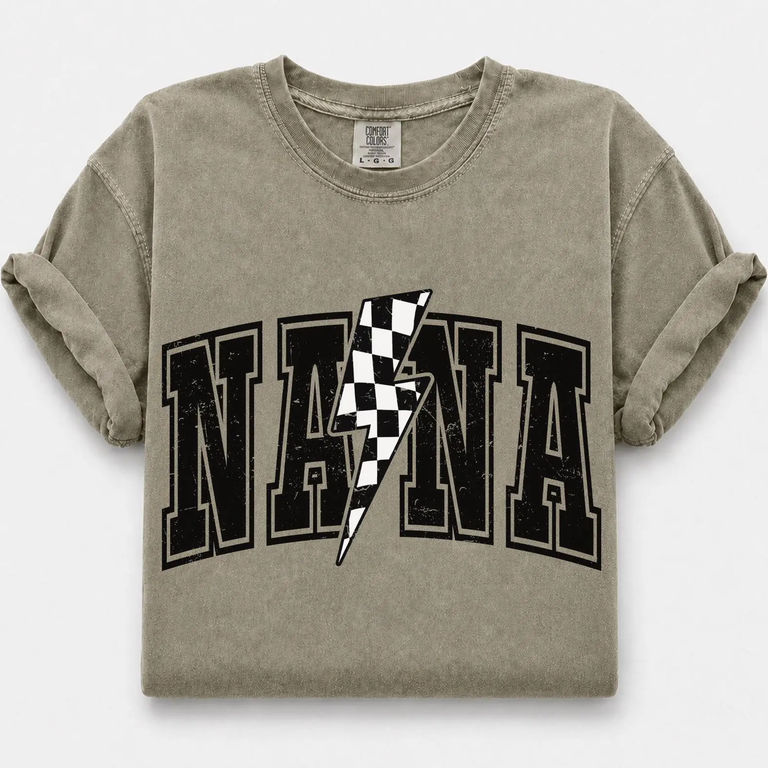Comfort Colors Nana Shirt, Checkered Lightning Grandma Graphic Tee, Mother’s Day Shirt, Gift for Nana