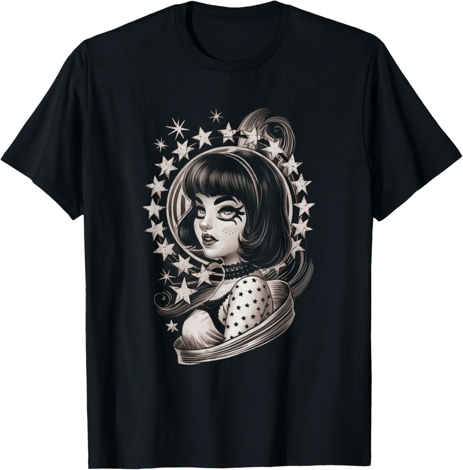 Vintage Tattoo Goth Girl Retro Rockabilly Art T-Shirt - Yoandymira Shop 31B0D8KTL4L1