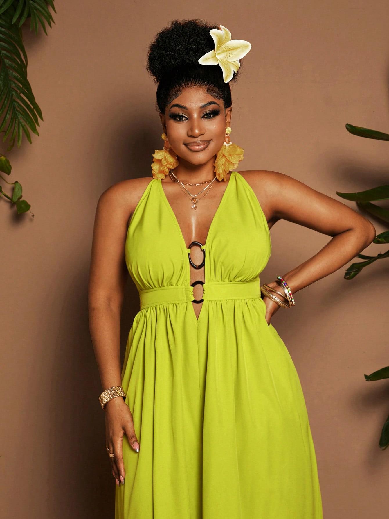 Allurite Plus Size Lime Green Halter Maxi Dress | Keyhole Detail for Breezy Summer Vacations & Beach Parties V Plain Bodycon Minimalist Breathable dresses women elegantoutfits - TikTok Shop Allurite Plus Size Lime Green Halter Maxi Dress | Keyhole Detail for Breezy Summer Vacations & Beach Parties V Plain Bodycon Minimalist Breathable dresses women elegantoutfits - TikTok Shop