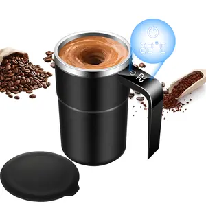 Magnetic self-stirring coffee mug, rechargeable, with LCD temperature display, perfect for coffee, milk, cocoa, suitable for office, kitchen, and travel use Beverage Drinkware