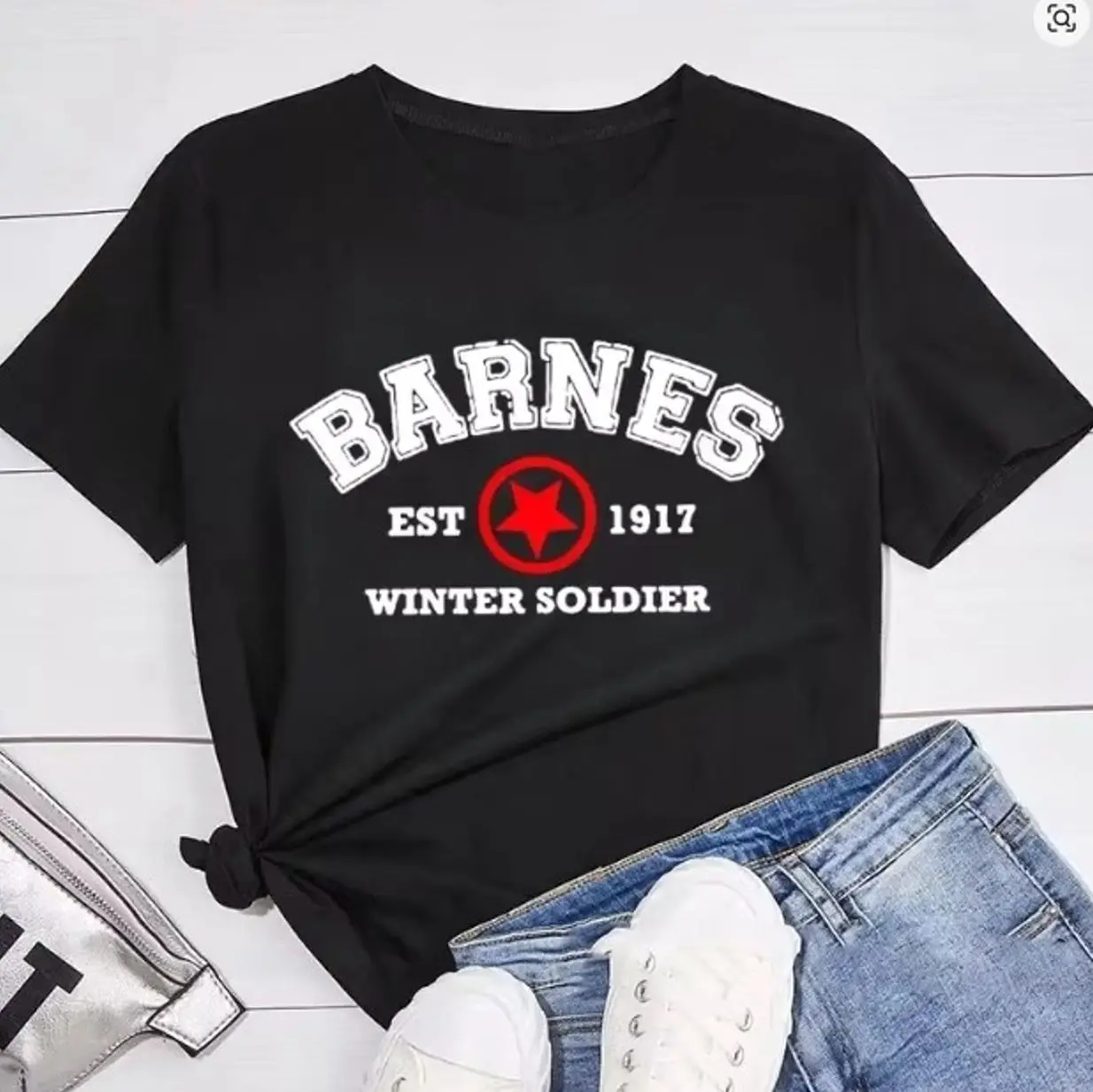 Barnes 1917 T Shirts Women Summer Vintage Winter Soldier Bucky Barnes Short Sleeve T-Shirt Women Short Sleeve Tee Shirts Y