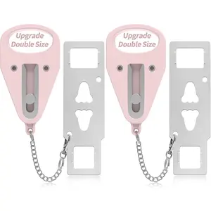 2 Pieces Pink Portable Door Lock, Door Latch Security Lock for Additional Privacy & Safety, Prevent Unauthorized Entry for Home Hotel Apartment College Travel